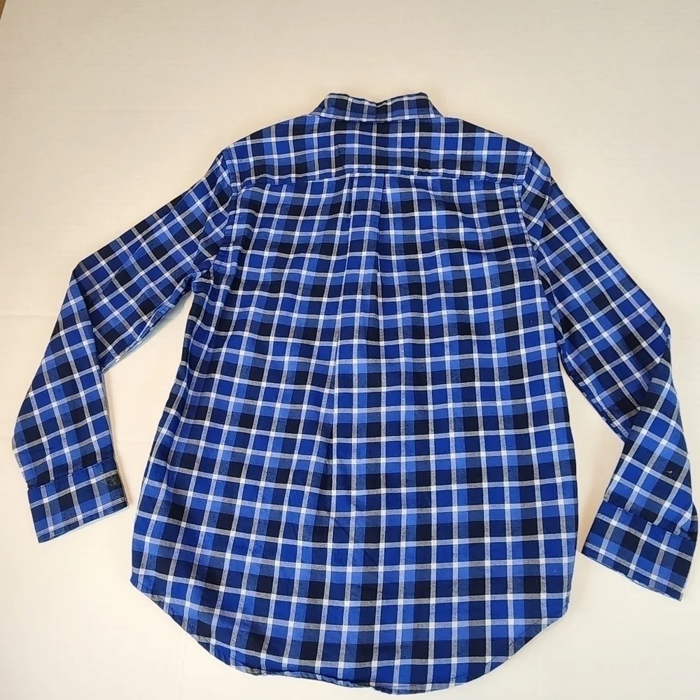 Ralph Lauren boy size 7 blue plaid long sleeve button down shirt